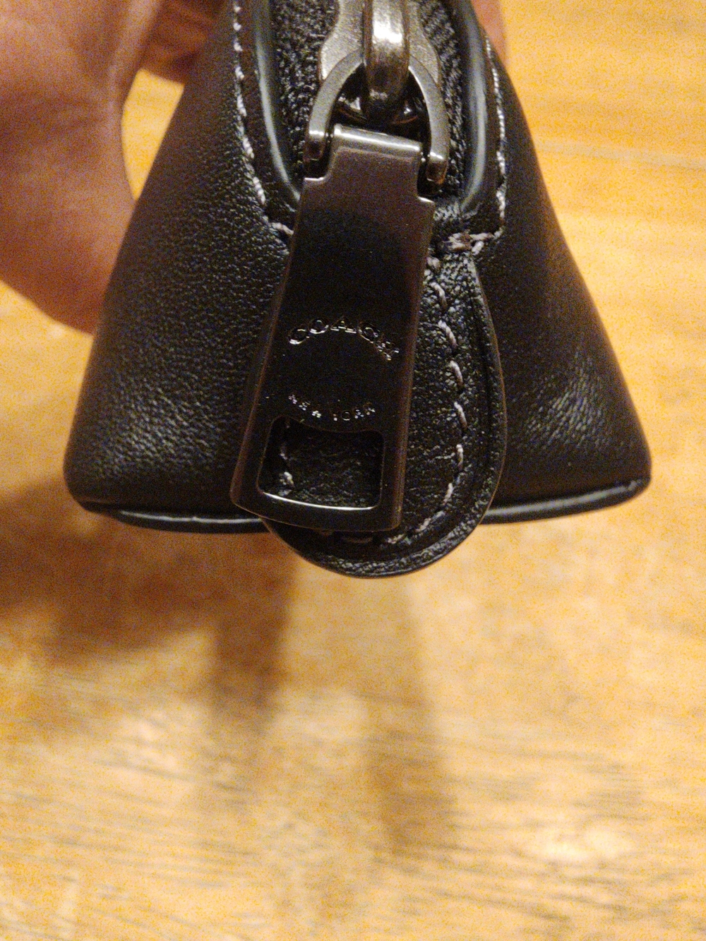 Coach Leather Pencil Case in black featuring a smooth leather finish - Picture 9 of 15